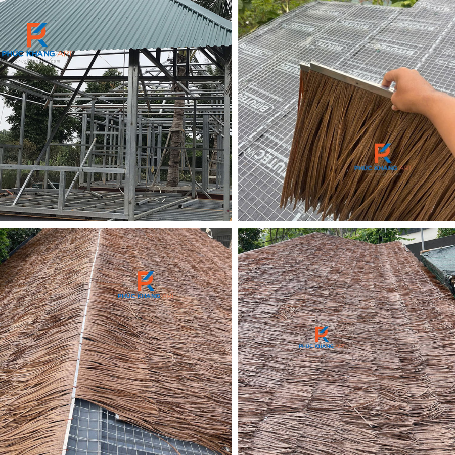 5 Ưu Điểm Khi Dùng Rơm Nhân Tạo Ở Làng Trong Thung 7 Nhà gỗ lợp mái rơm nhân tạo nổi bật giữa cảnh vật nhiệt đới