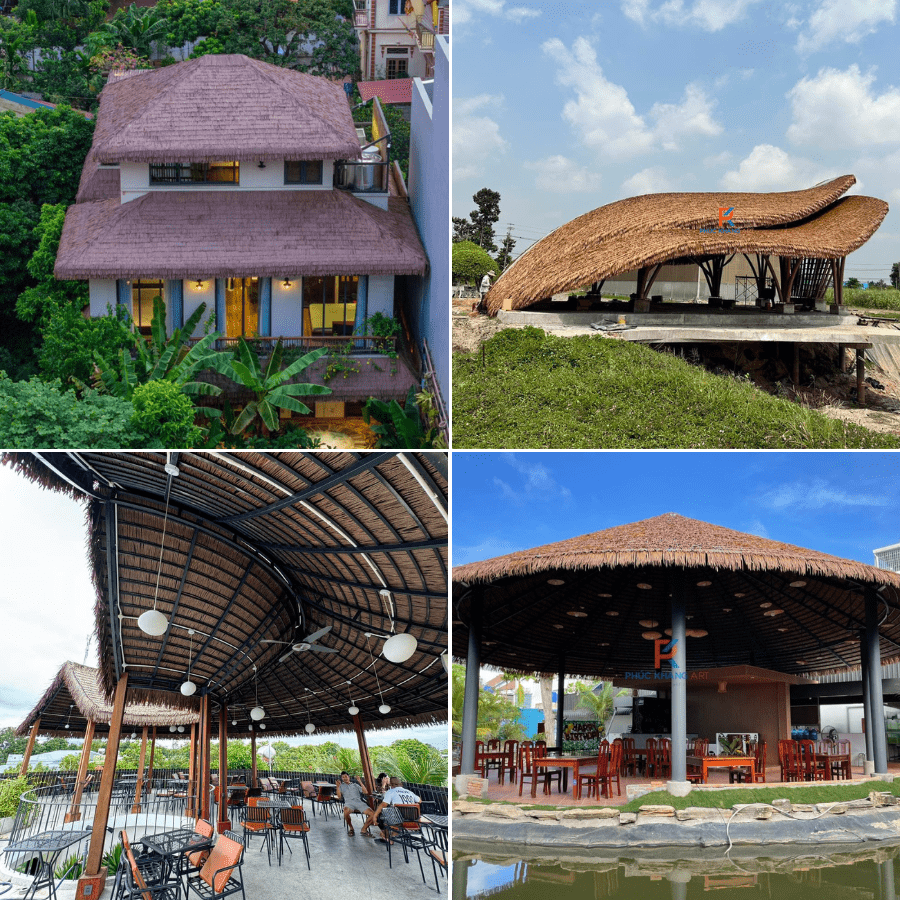 Rơm Nhân Tạo Và Những Lý Do Khiến Các Chủ Đầu Tư Lựa Chọn Trong Năm 2025 4 Một số kiểu dáng mái rơm tại các dự án trên cả nước