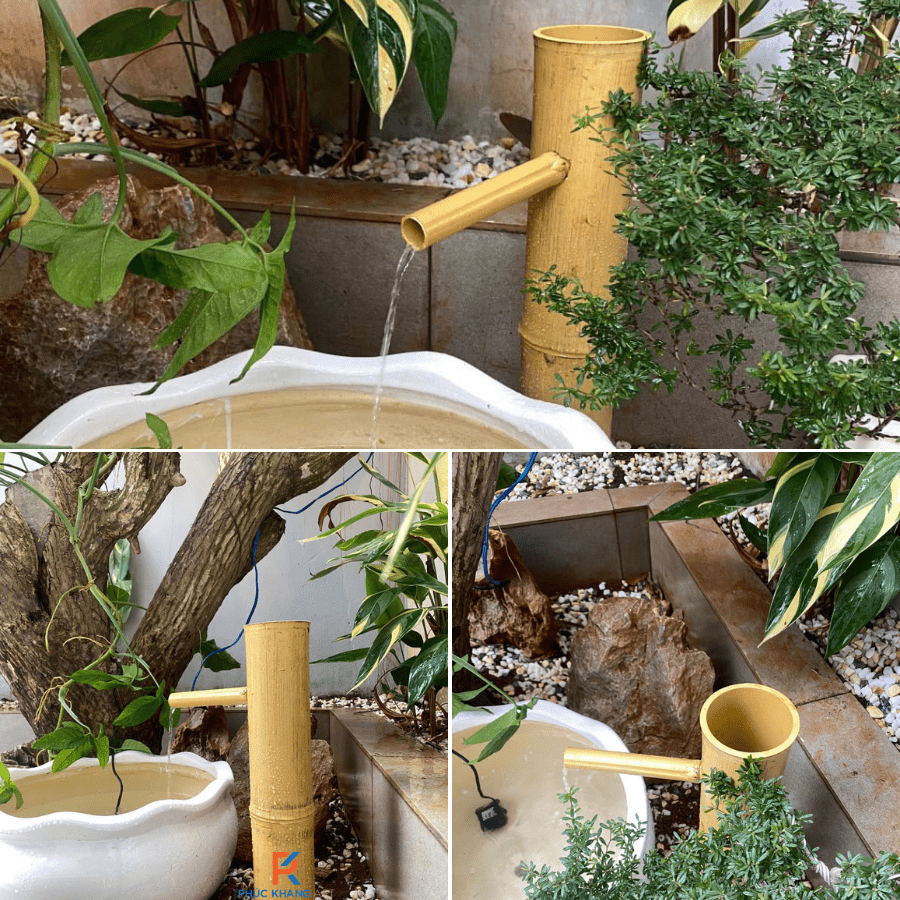 Ống Tre Nhân Tạo Và 5 Ứng Dụng Vào Thiết Kế Cảnh Quan Chuẩn Gu Kiến Trúc Xanh 5 Vòi nước ống tre nhân tạo
