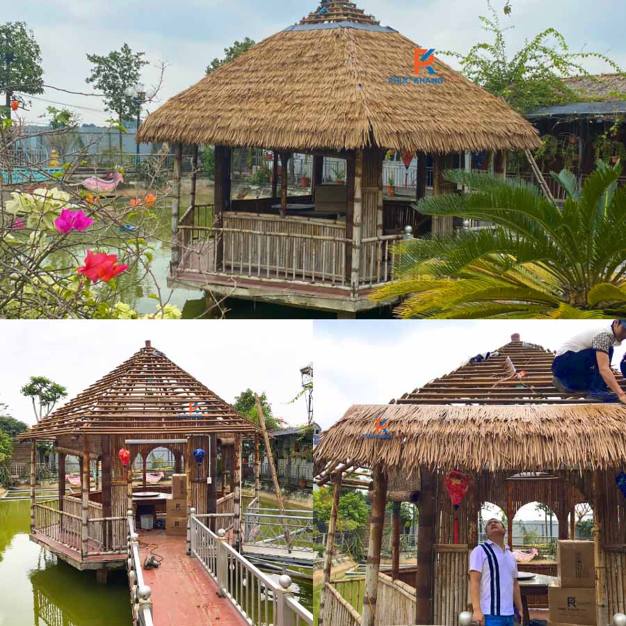 Chòi Rơm Sân Vườn - 4 Mẫu Chòi Rơm Nhân Tạo Phổ Biến Hiện Nay 5 Chòi lục giác mái rơm nhân tạo