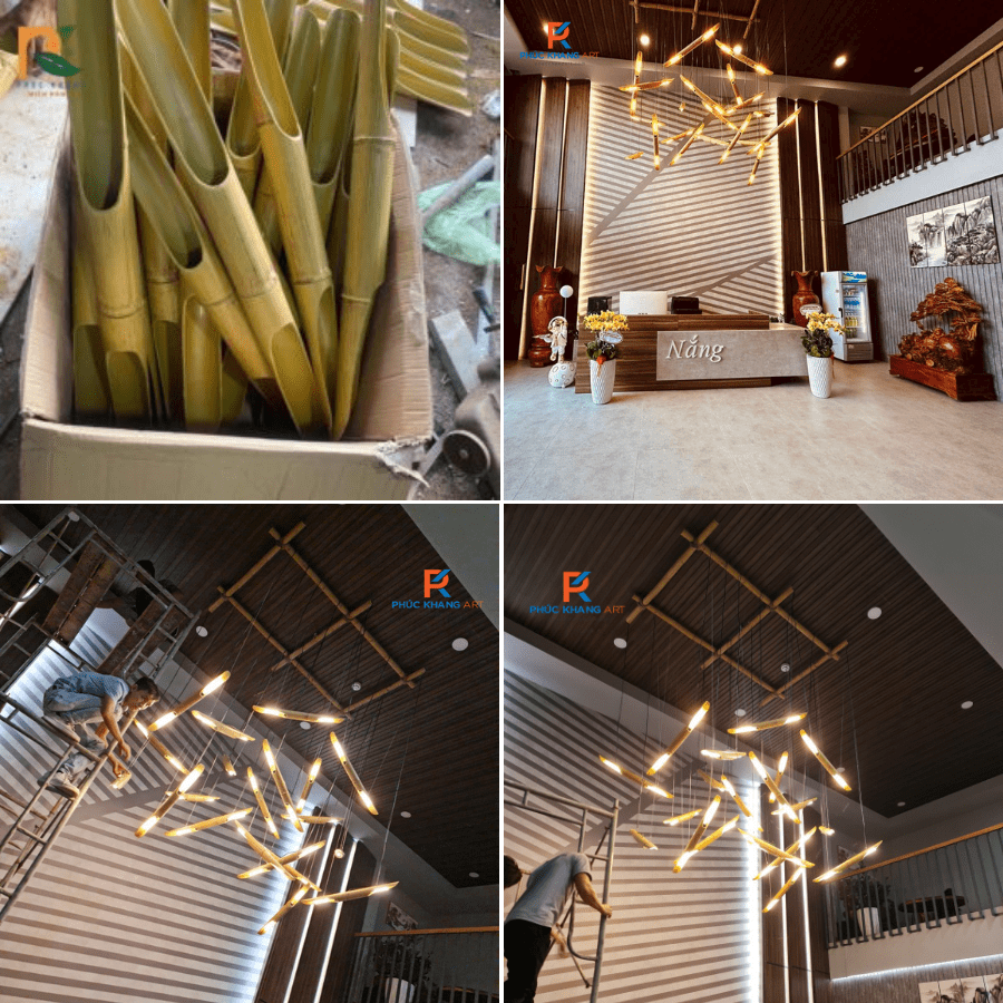 Ống Tre Nhân Tạo Và 5 Ứng Dụng Vào Thiết Kế Cảnh Quan Chuẩn Gu Kiến Trúc Xanh 7 Ống tre decor đèn trang trí nghệ thuật
