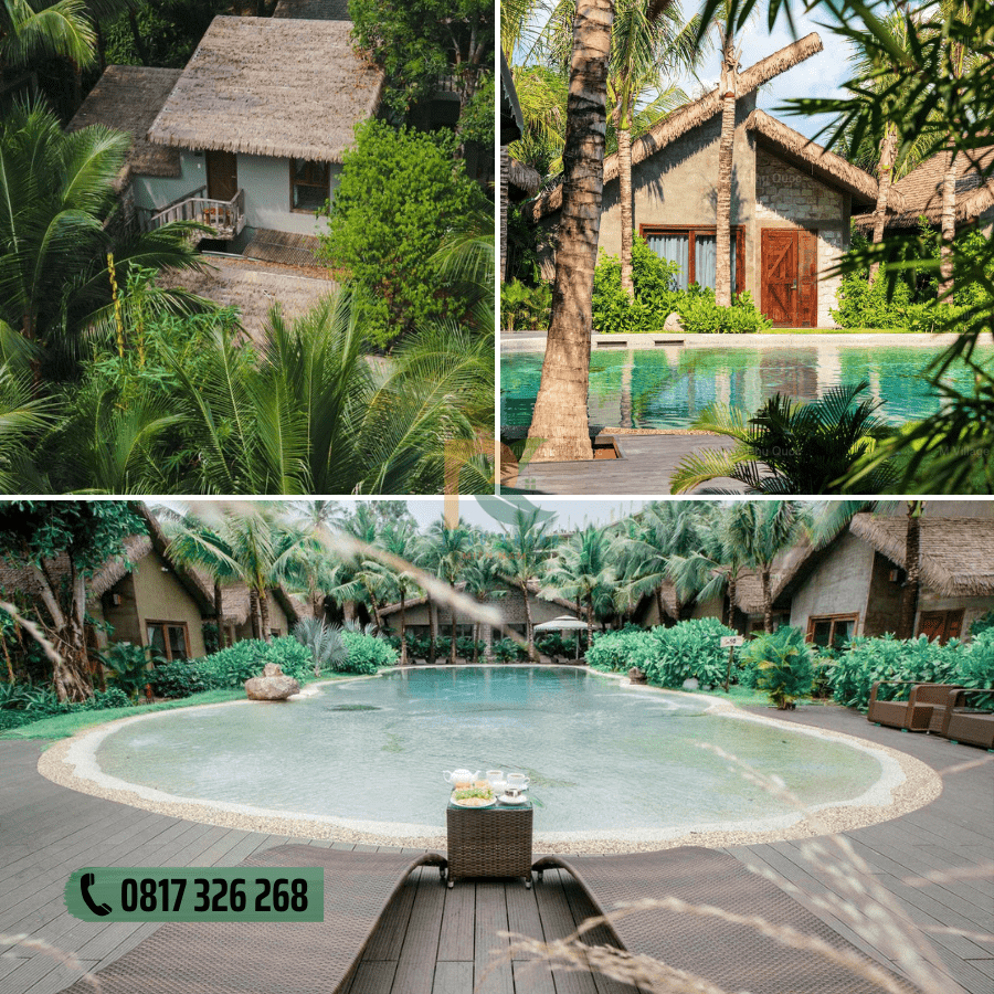 Xu Hướng 2025 – Mái Lá Nhân Tạo Giữa Thiên Nhiên Bạt Ngàn Tại M Resort Phú Quốc 2 Nhà 2 mái hiện đại lợp tranh nhân tạo