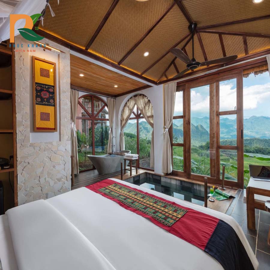 Cót Ép Nhân Tạo: Giải Pháp Trần Trang Trí Bền Đẹp Sau 5 Năm Sử Dụng Thực Tế 7 Trần cót ép nhân tạo tại Hanasa Pù Luông