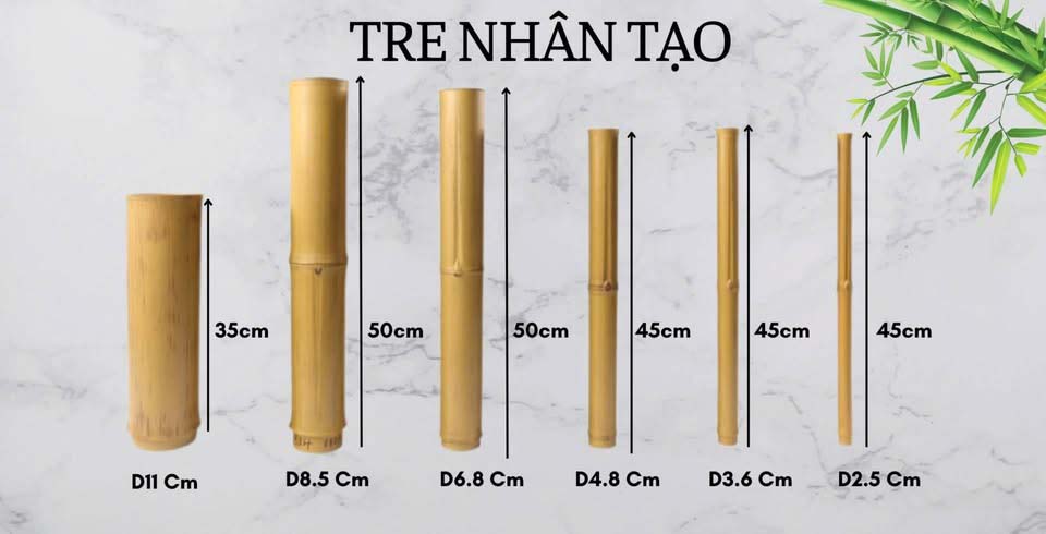 Ống Tre Giả Nhựa Giá Rẻ Nhất 2025 – Có Nên Mua Không? 4 Bảng kích thước ống tre