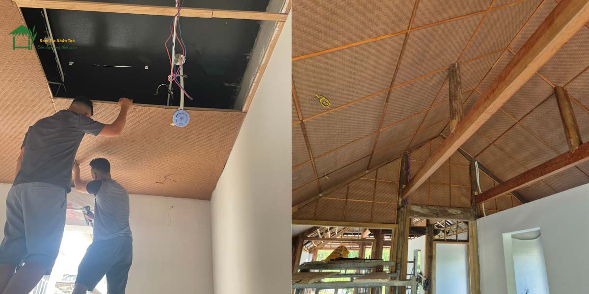 Trần Cót Ép Nhựa Ứng Dụng Trong Decor Trần Cho Hanasa Pù Luông – 5 Giải Pháp Trang Trí Bền Đẹp, Mang Hơi Thở Thiên Nhiên 7 Cố định nẹp và hoàn thành trần nhựa