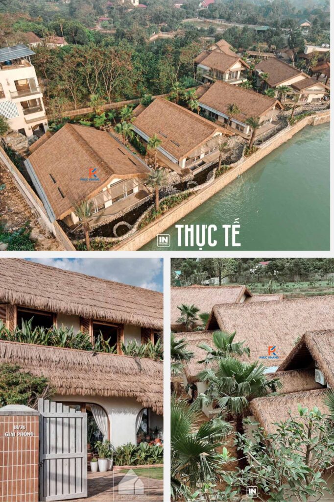 Thi công rơm nhân tạo  trong resort, quán cà phê, homestay phong cách rustic giúp tăng tính thẩm mỹ và cách nhiệt hiệu quả