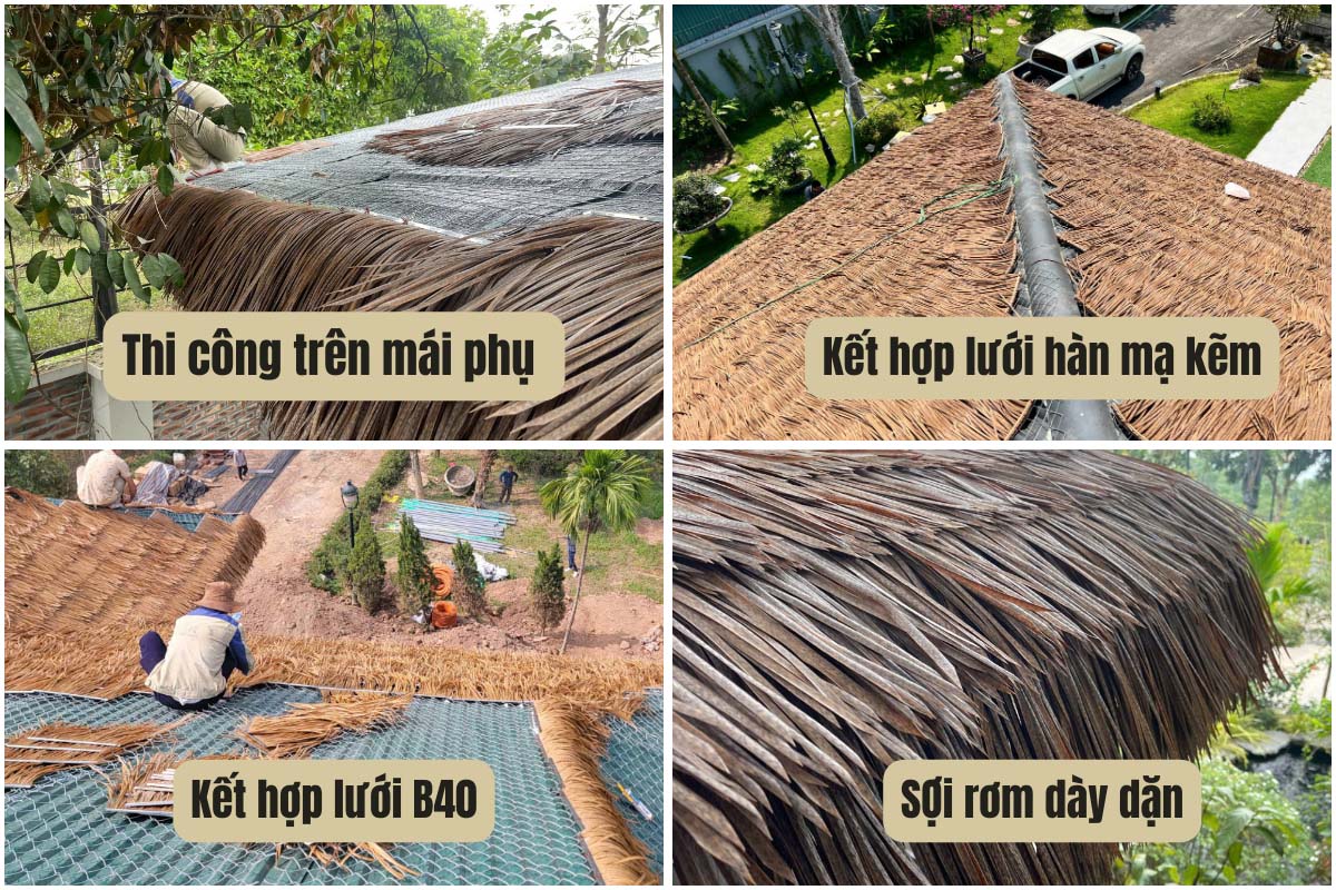 So Sánh Tranh Nhân Tạo Và Tranh Tự Nhiên – 5 Câu Hỏi Phổ Biến Nhất Được Giải Đáp 5 Thi công mái tranh trên mái phụ