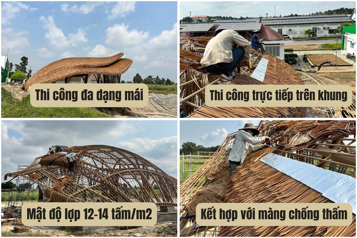 So Sánh Tranh Nhân Tạo Và Tranh Tự Nhiên – 5 Câu Hỏi Phổ Biến Nhất Được Giải Đáp 4 Thi công mái tranh trực tiếp trên khung