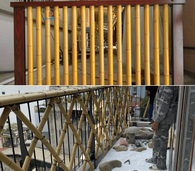 Top 6 Ứng Dụng Sáng Tạo Của Ống Nhựa Giả Tre Trong Thiết Kế Sân Vườn 6 Làm lan can từ ống tre nhân tạo