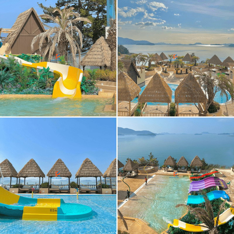 7 Không Gian Ứng Dụng Rơm Nhân Tạo Khiến Bất Kỳ Ai Cũng Muốn Check-in 3 Mái lá nhân tạo tại công viên nước