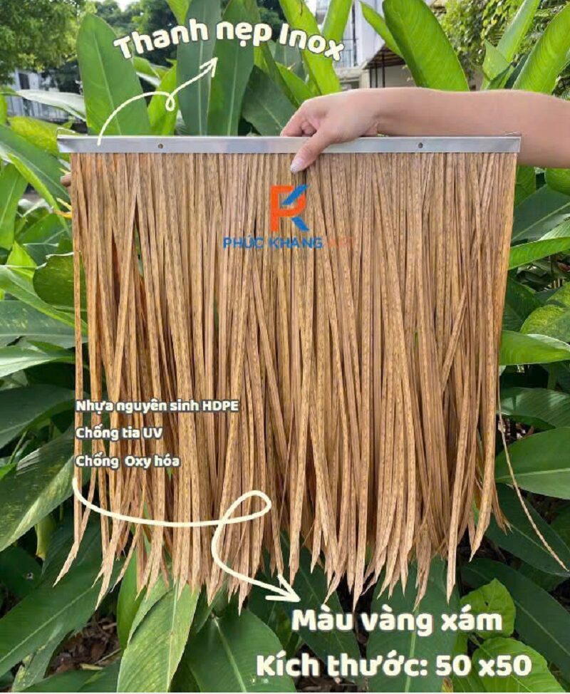 Dự án cải tạo mái rơm tự nhiên thành mái rơm nhân tạo tại Quảng Ngãi 2025 10 Sản phẩm Lá dừa nhân tạo (Rơm nhân tạo)