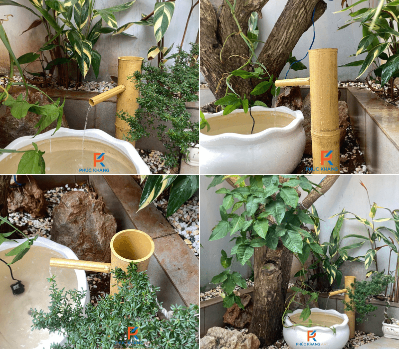 Top 6 Ứng Dụng Sáng Tạo Của Ống Nhựa Giả Tre Trong Thiết Kế Sân Vườn 3 Vòi nước ống tre nhựa
