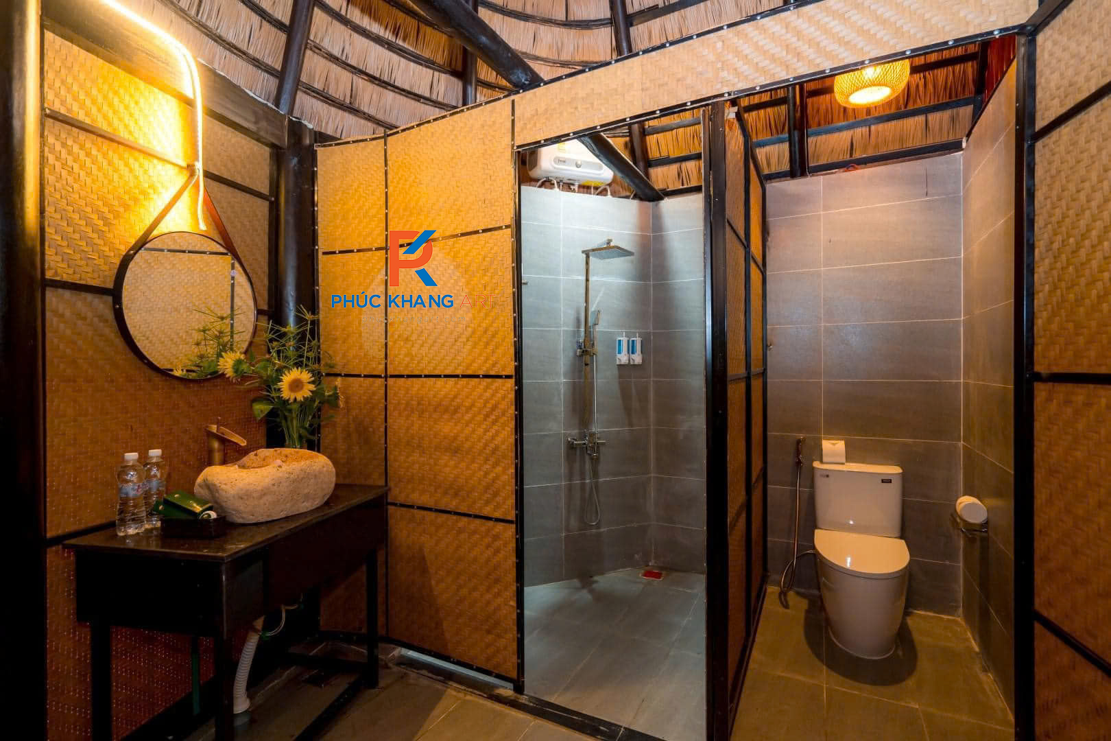 Cót Ép Nhân Tạo Là Gì? - Ưu Điểm, Ứng Dụng Và Báo Giá Mới Nhất 2025 7 Trang trí vách nhà hàng bằng Cói tre nhân tạo khiến không gian sạch sẽ, thoáng mát