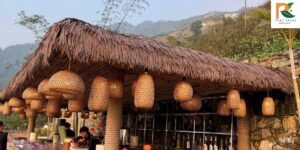 Mái rơm nhân tạo tranh trí quầy bar tại Sky View Tam Đảo
