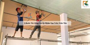 Công nhân đang thi công cót ép