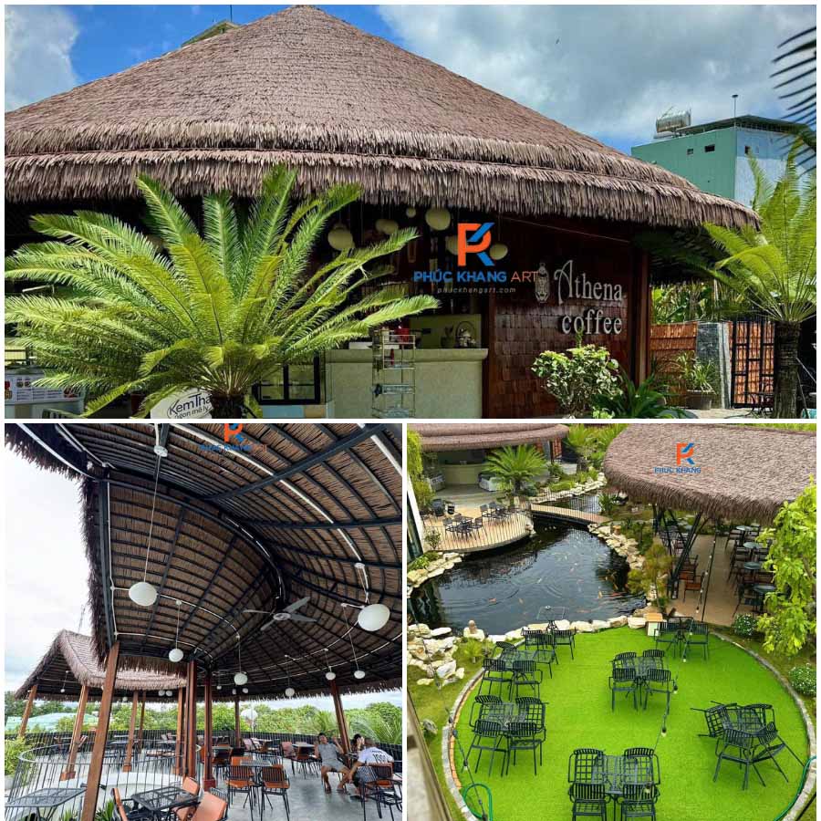 Rơm Nhân Tạo Gia Lai – Dự Án Gần 4000 Rấm Tại Athena Coffee 7 Hoàn thiện dự án lợp mái lá nhân tạo tại Gia Lai