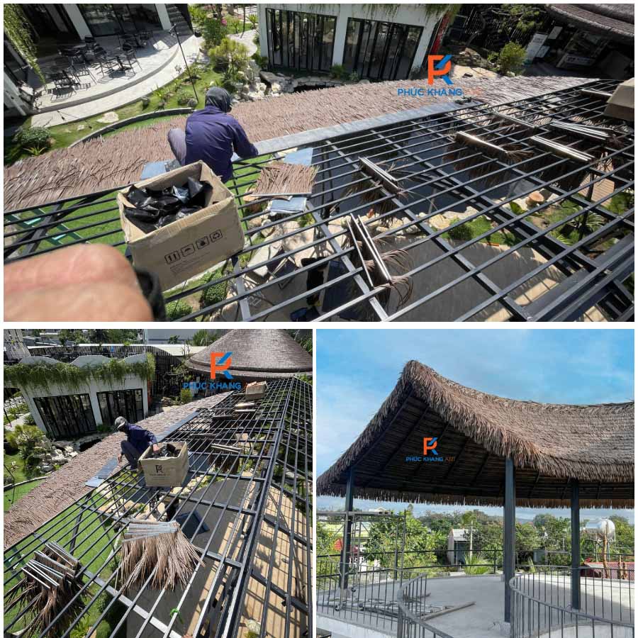 Rơm Nhân Tạo Gia Lai – Dự Án Gần 4000 Rấm Tại Athena Coffee 6 Thợ thi công rơm nhân tạo tại Athena Coffee Gia Lai