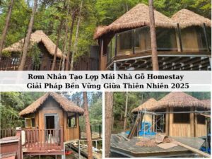 Rơm nhân tạo lợp mái nhà gỗ Homestay