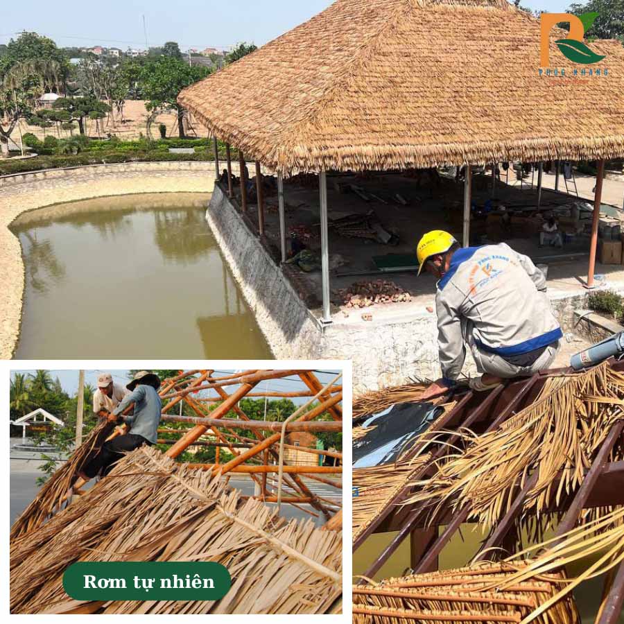 5 Lưu Ý Khi Chọn Rơm Nhân Tạo Lợp Mái Cho Khu Nghỉ Dưỡng 3 Thi công rơm nhân tạo và rơm tự nhiên